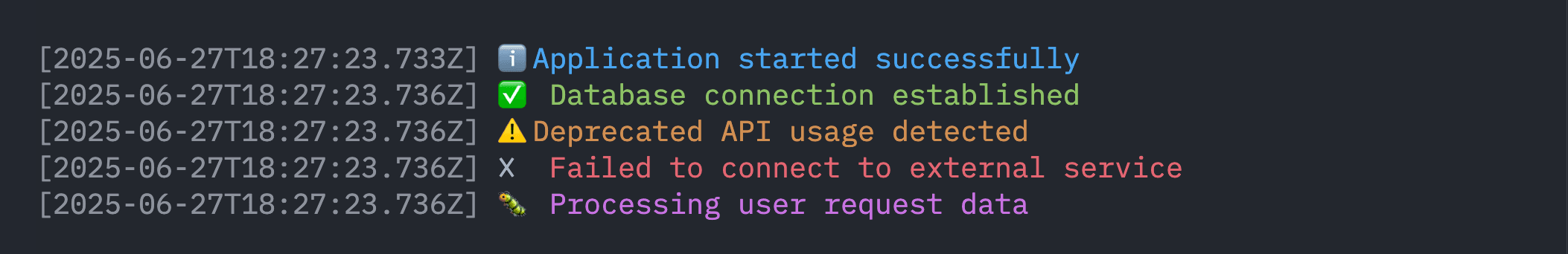 heco-log colorful output example